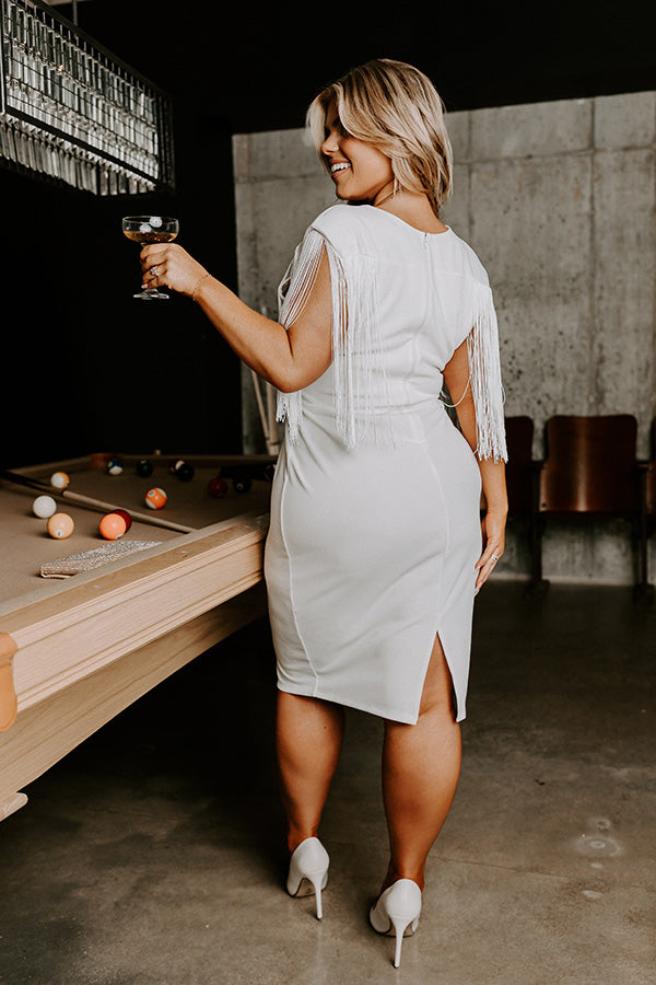 Daily Romance Fringe Dress In White Curves