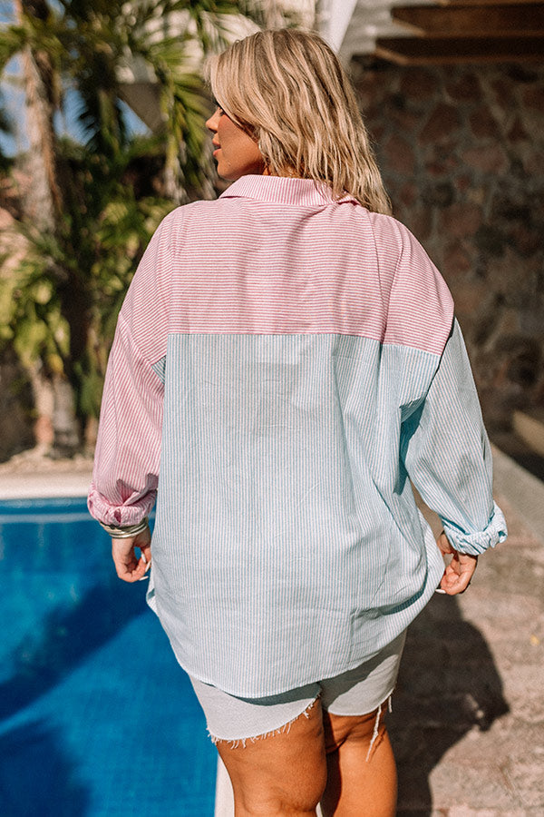 Fast Forward Colorblock Button Up Curves