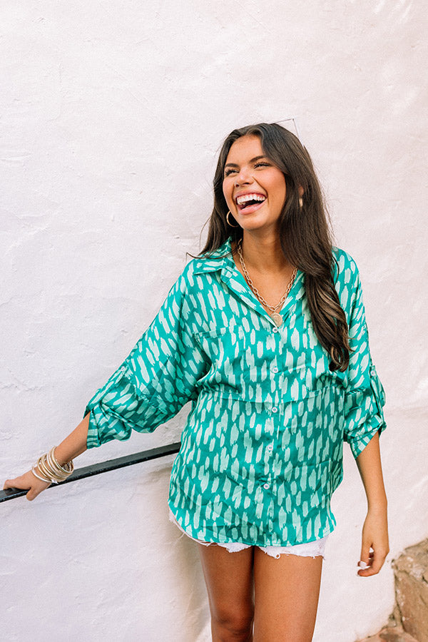Sweetest Gesture Button Up In Turquoise
