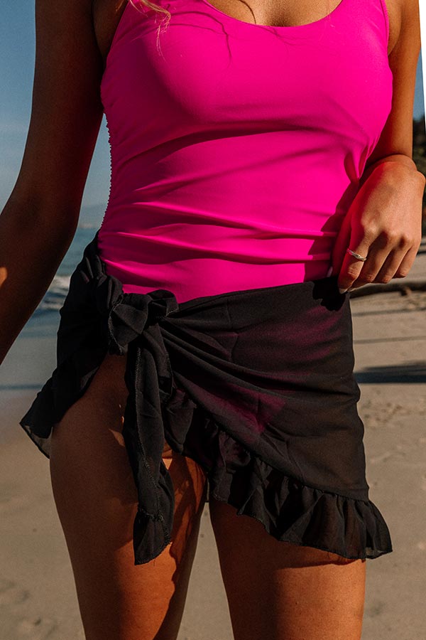Clear Waters Ruffle Sarong In Black