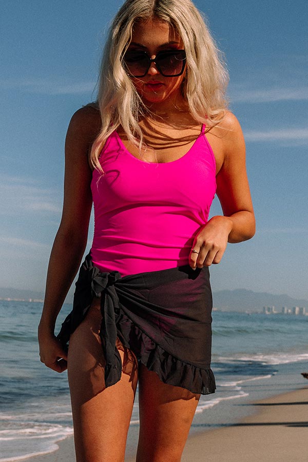 Clear Waters Ruffle Sarong In Black