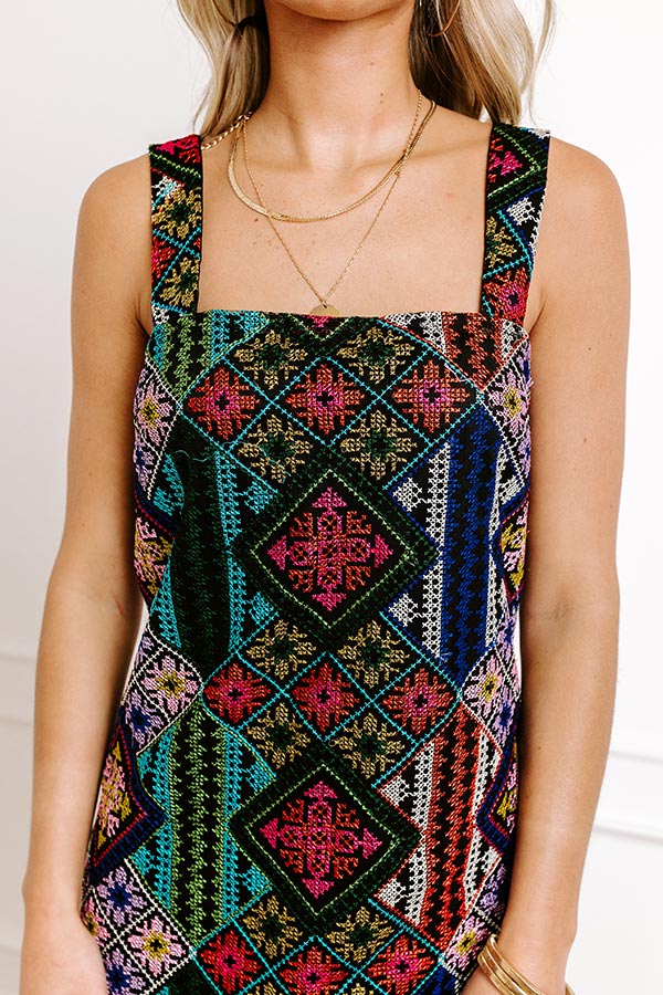 Moving To The Keys Embroidered Mini Dress