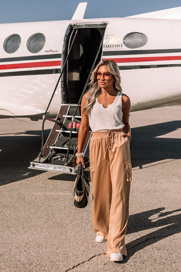 Sure And Steady High Waist Trousers In Tan