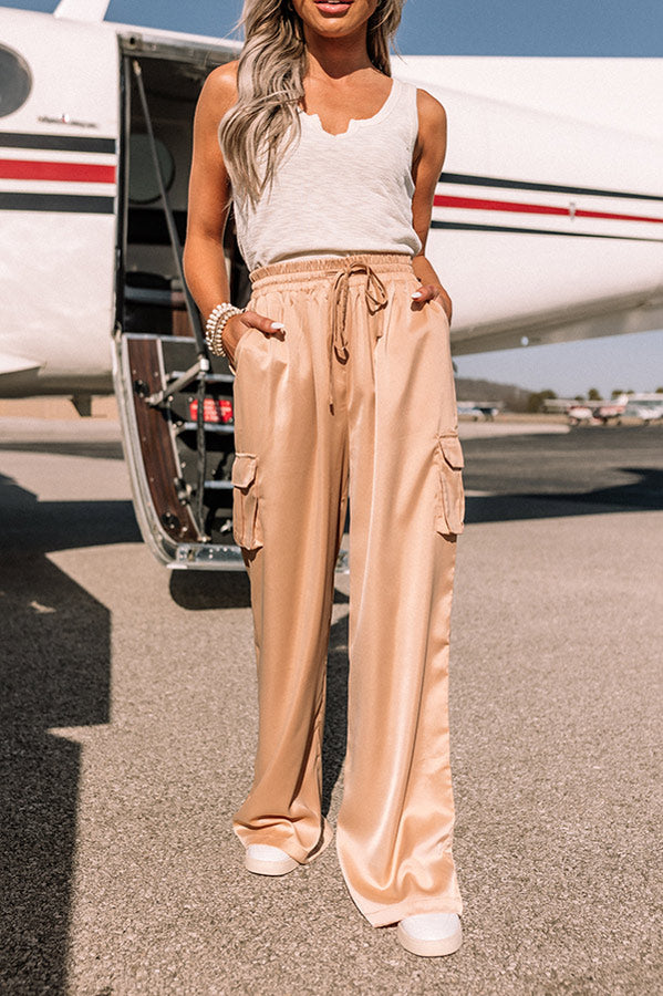 Sure And Steady High Waist Trousers In Tan