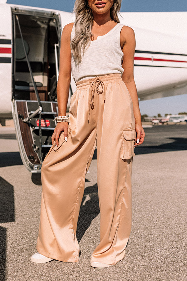 Sure And Steady High Waist Trousers In Tan