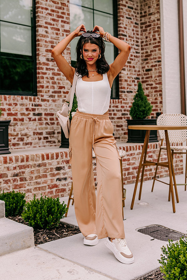 Sure And Steady High Waist Trousers In Tan