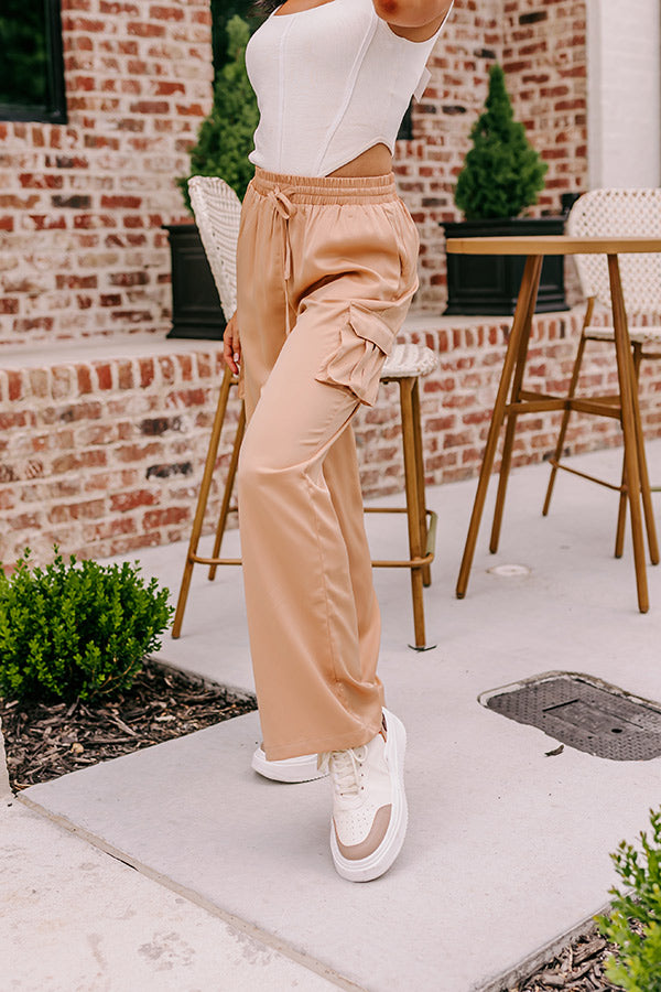 Sure And Steady High Waist Trousers In Tan