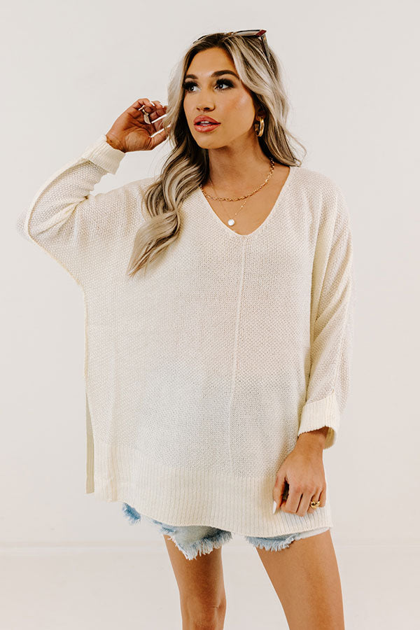 Reaching For Something Knit Sweater In Ivory
