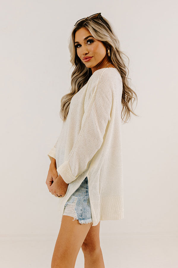 Reaching For Something Knit Sweater In Ivory