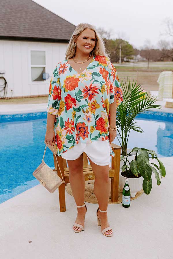 Passing Through Paradise Shift Tunic In Ocean Wave Curves