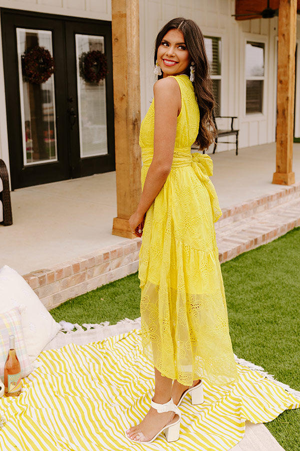 Sun-Kissed Serenade Embroidered Midi In Primrose Yellow