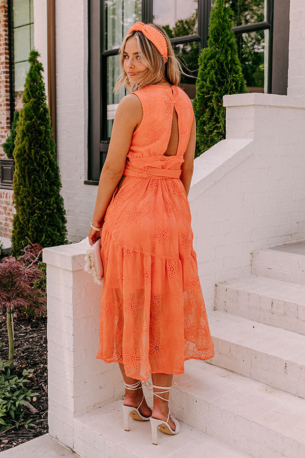 Sun-Kissed Serenade Embroidered Midi In Orange