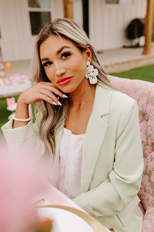 Radiant Blessings Beaded Earrings In White