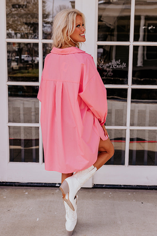Urban Adventures Oversized Button Up In Pink