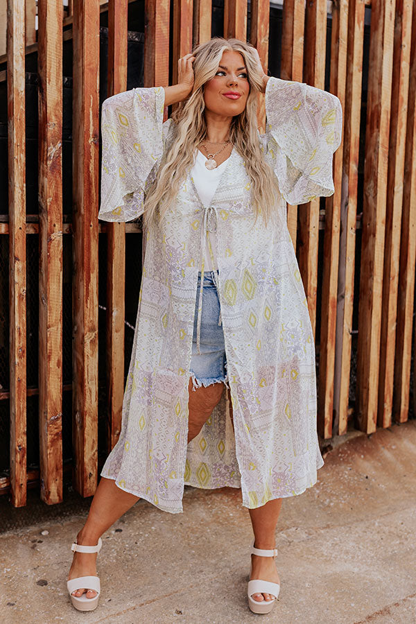 Greek Island Hopping Duster In Seaglass Curves