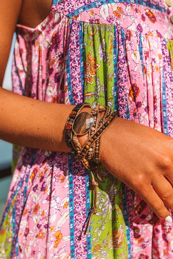 Sangria Cruise Semi Precious Wrap Bracelet In Black
