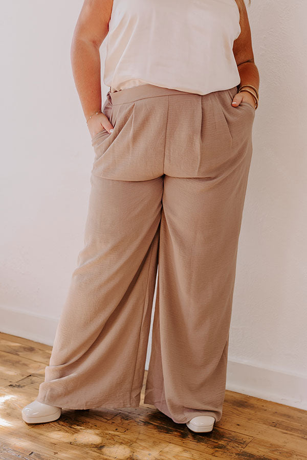 The Maddie High Waist Trousers In Taupe Curves