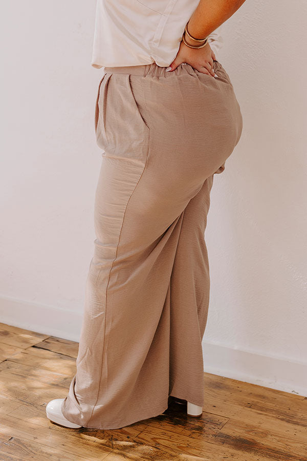 The Maddie High Waist Trousers In Taupe Curves