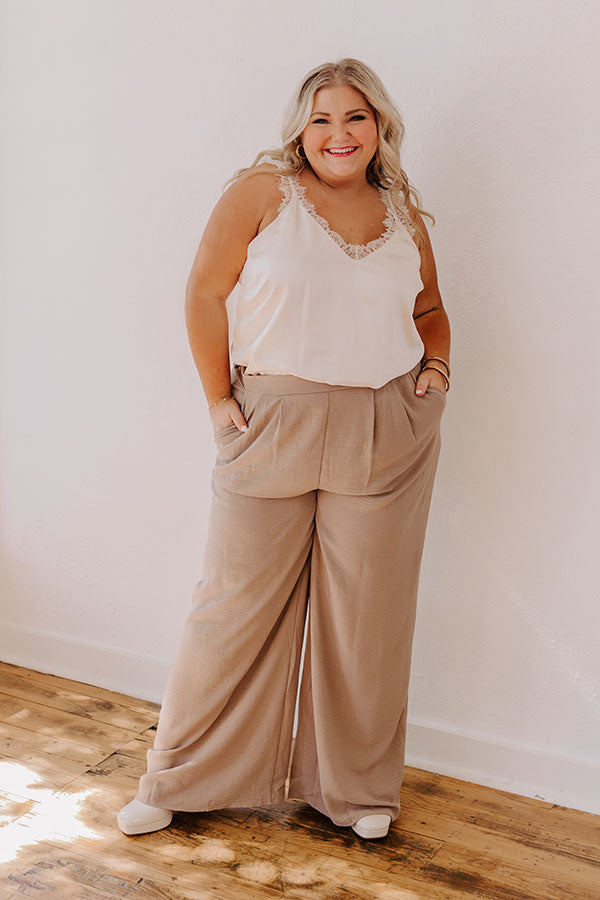 The Maddie High Waist Trousers In Taupe Curves