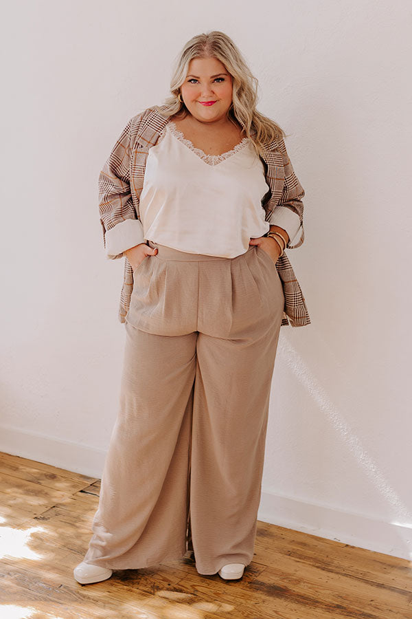 The Maddie High Waist Trousers In Taupe Curves