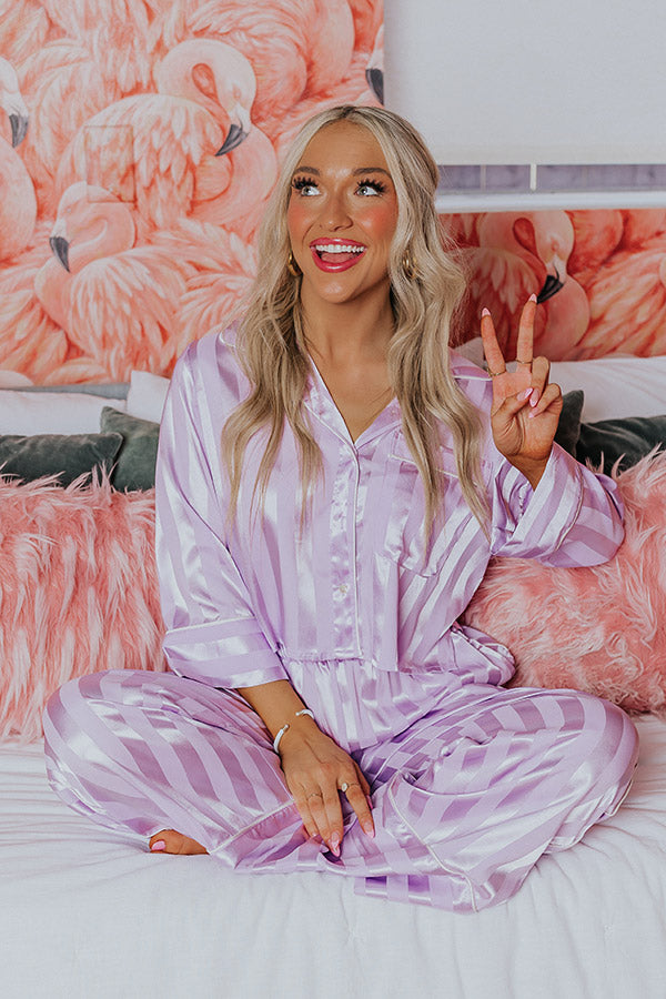 Unwind And Relax Pajama Top In Lavender
