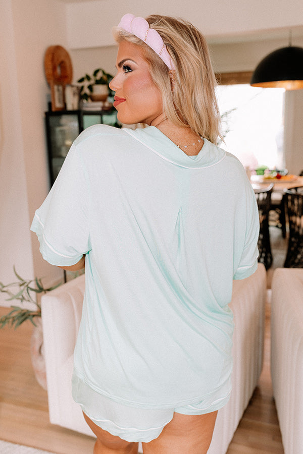 Classic Cuddles Pajama Top In Mint Curves