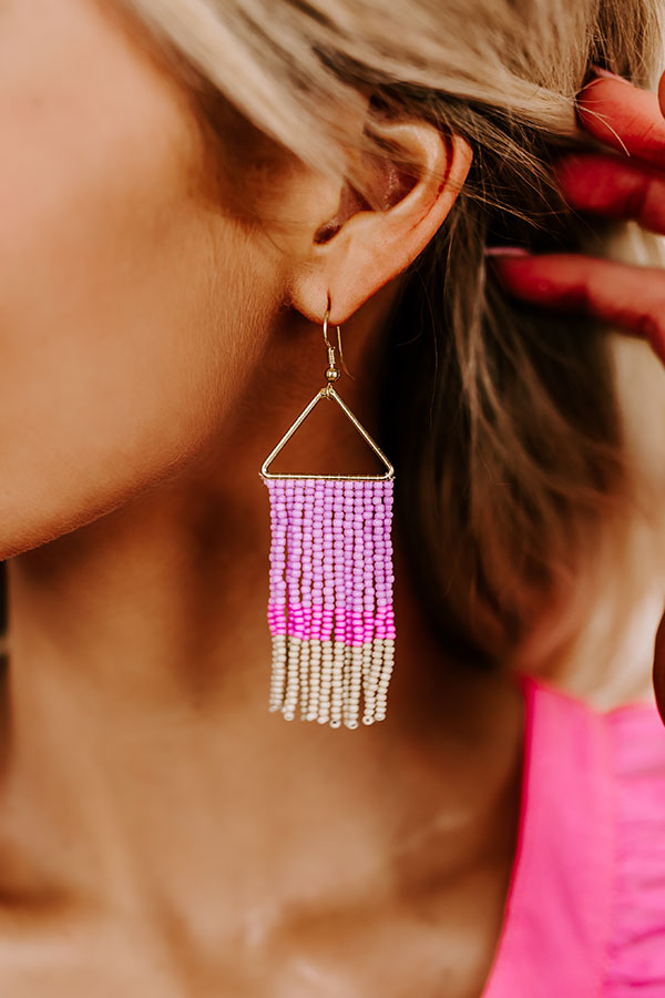 Dance Around Beaded Earrings in Dusty Purple