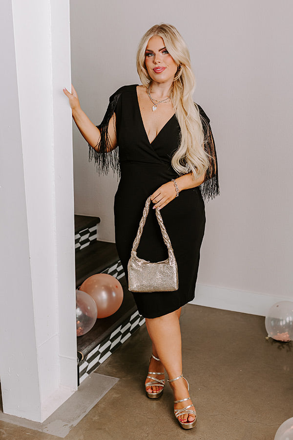Daily Romance Fringe Dress In Black Curves