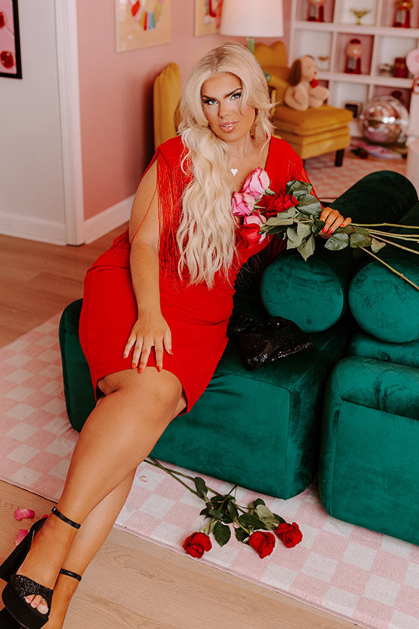 Daily Romance Fringe Dress In Wine Curves