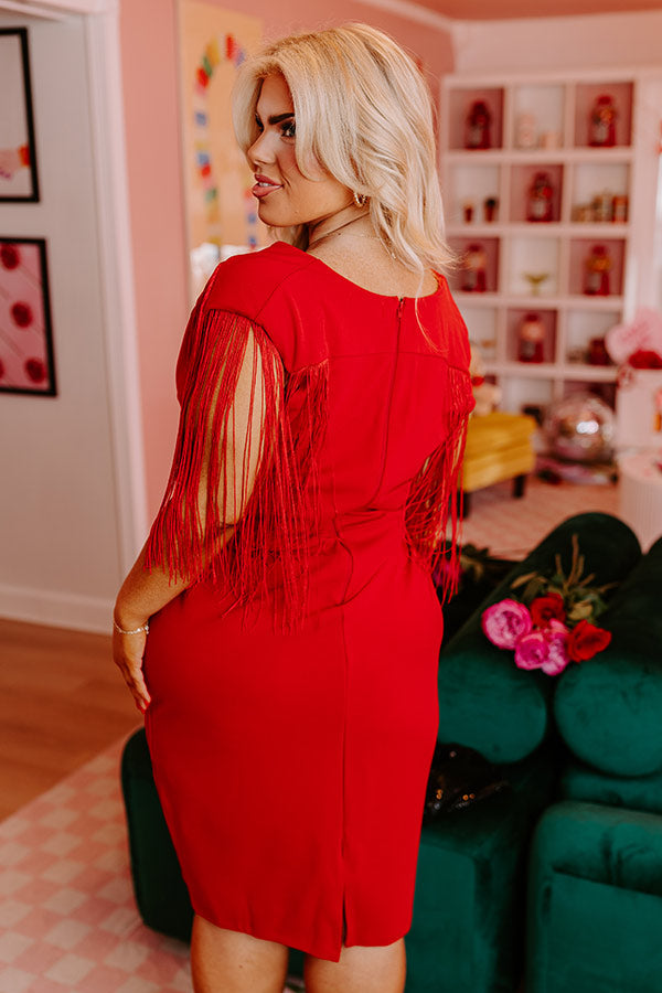 Daily Romance Fringe Dress In Wine Curves