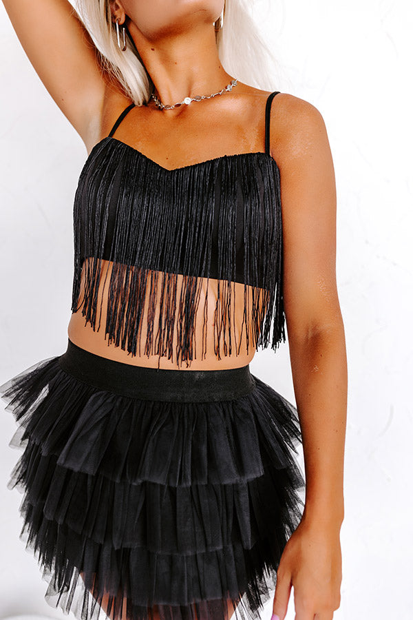 Dancing Into The Night Fringe Crop Top
