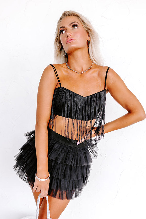 Dancing Into The Night Fringe Crop Top