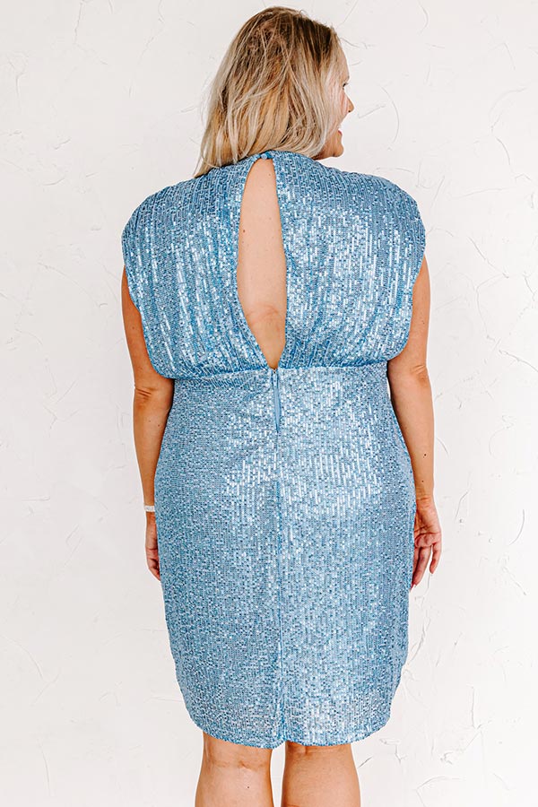 Music City Sweetie Sequin Dress in Sky Blue Curves