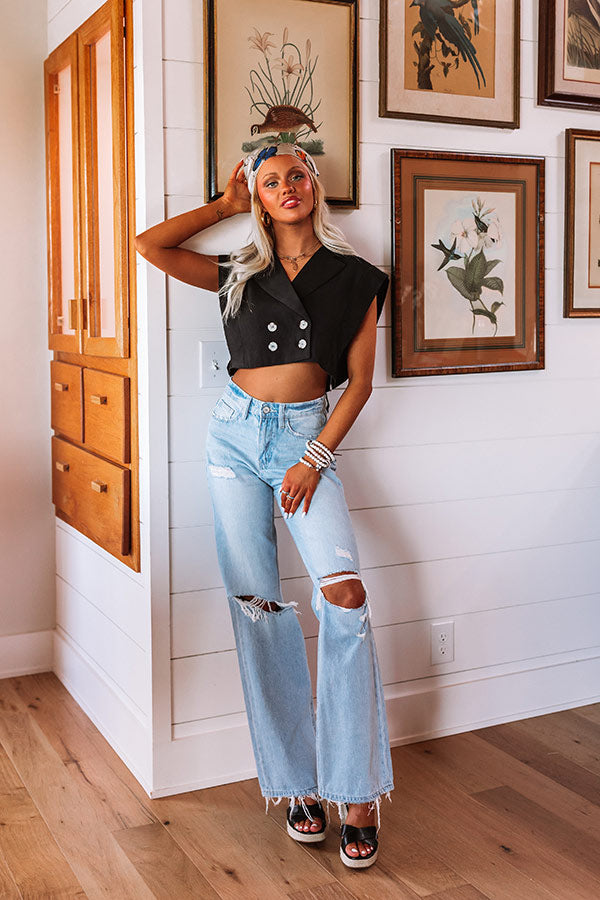 Champagne Cruising Crop Top in Black