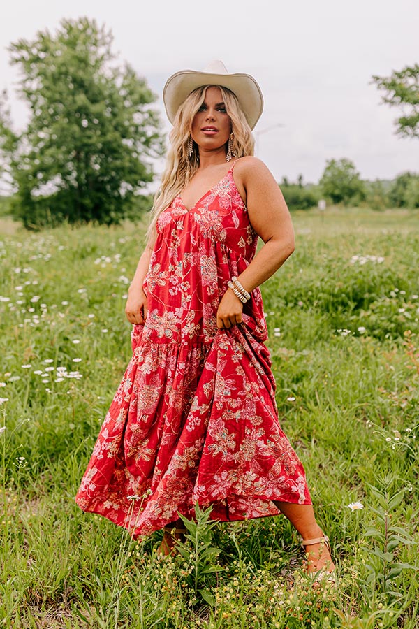 Beachside Bliss Maxi Dress in Red Curves
