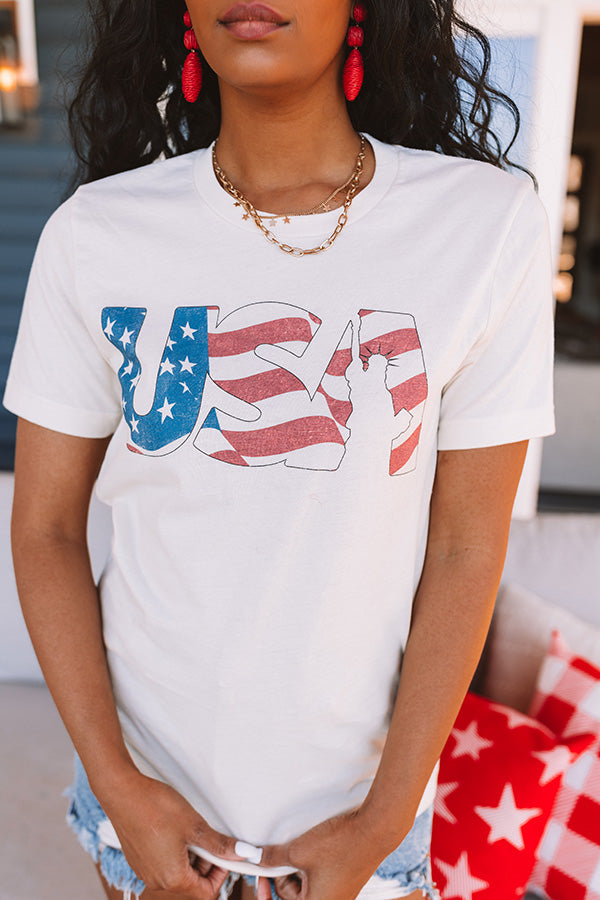Stripe USA Graphic Tee In Cream