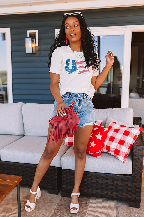 Stripe USA Graphic Tee In Cream