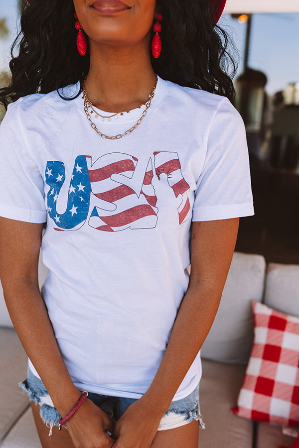 Stripe USA Graphic Tee In White