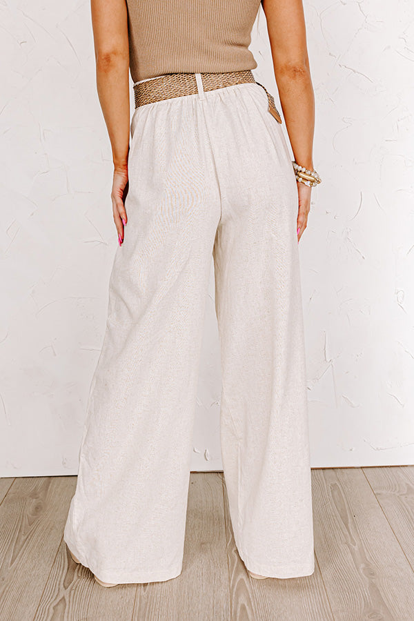 The Maris High Waist Linen-Blend Trousers In Stone