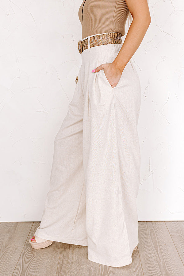 The Maris High Waist Linen-Blend Trousers In Stone