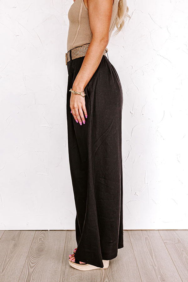 The Maris High Waist Linen-Blend Trousers Black