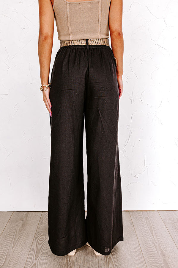The Maris High Waist Linen-Blend Trousers Black