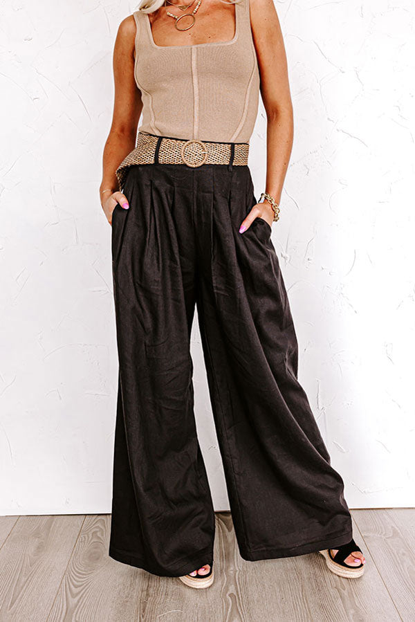 The Maris High Waist Linen-Blend Trousers Black