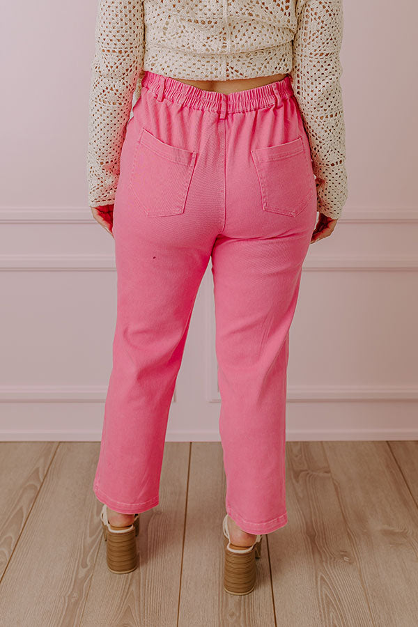 The Lari High Waist Button Up Trousers In Bubblegum Pink