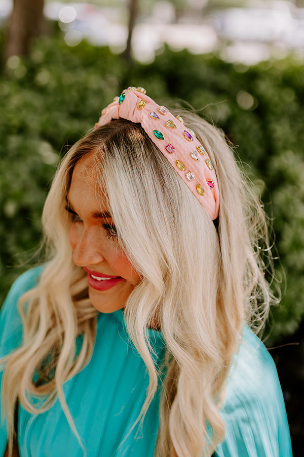 Seeking Sunshine Embellished Headband In Pink