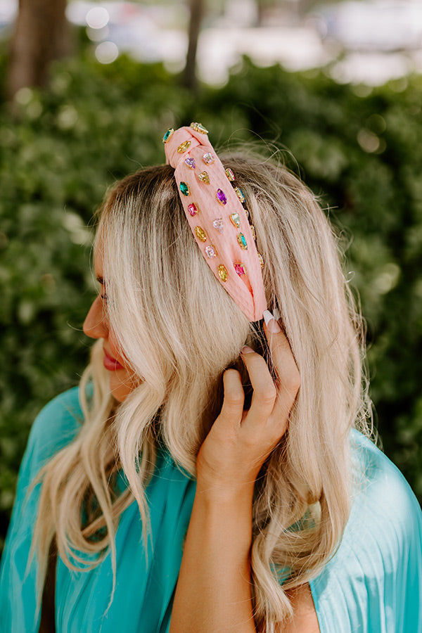 Seeking Sunshine Embellished Headband In Pink