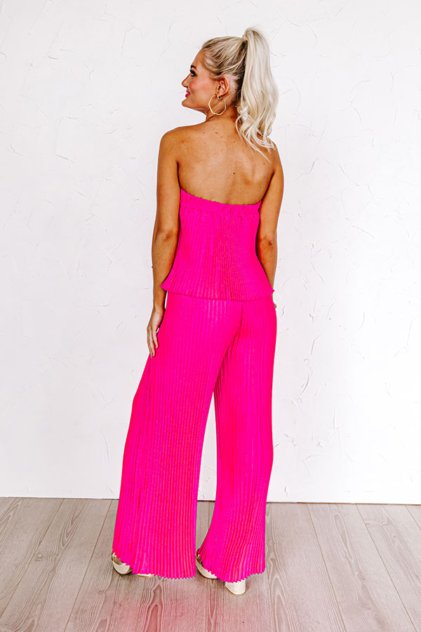 Share The Love Pleated Jumpsuit In Hot Pink