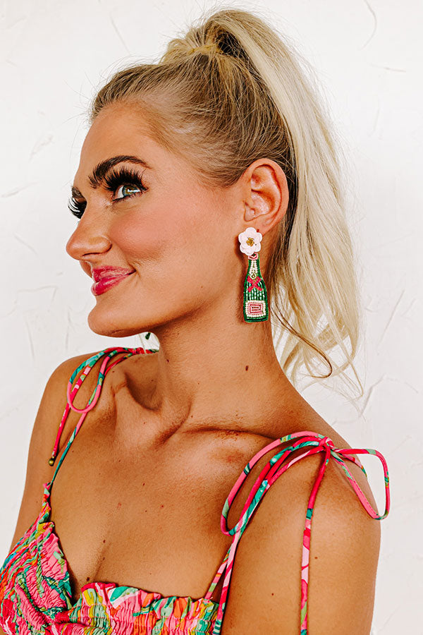 Sip Of Champagne Beaded Earrings