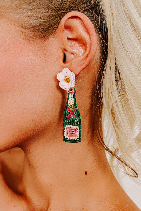Sip Of Champagne Beaded Earrings