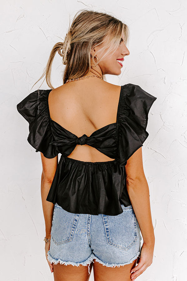 Stay Here Awhile Peplum Top In Black